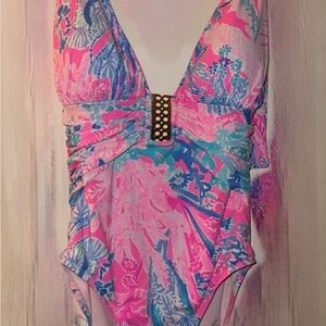 Lilly Pulitzer Pastel Pink and Blue Swimsuit